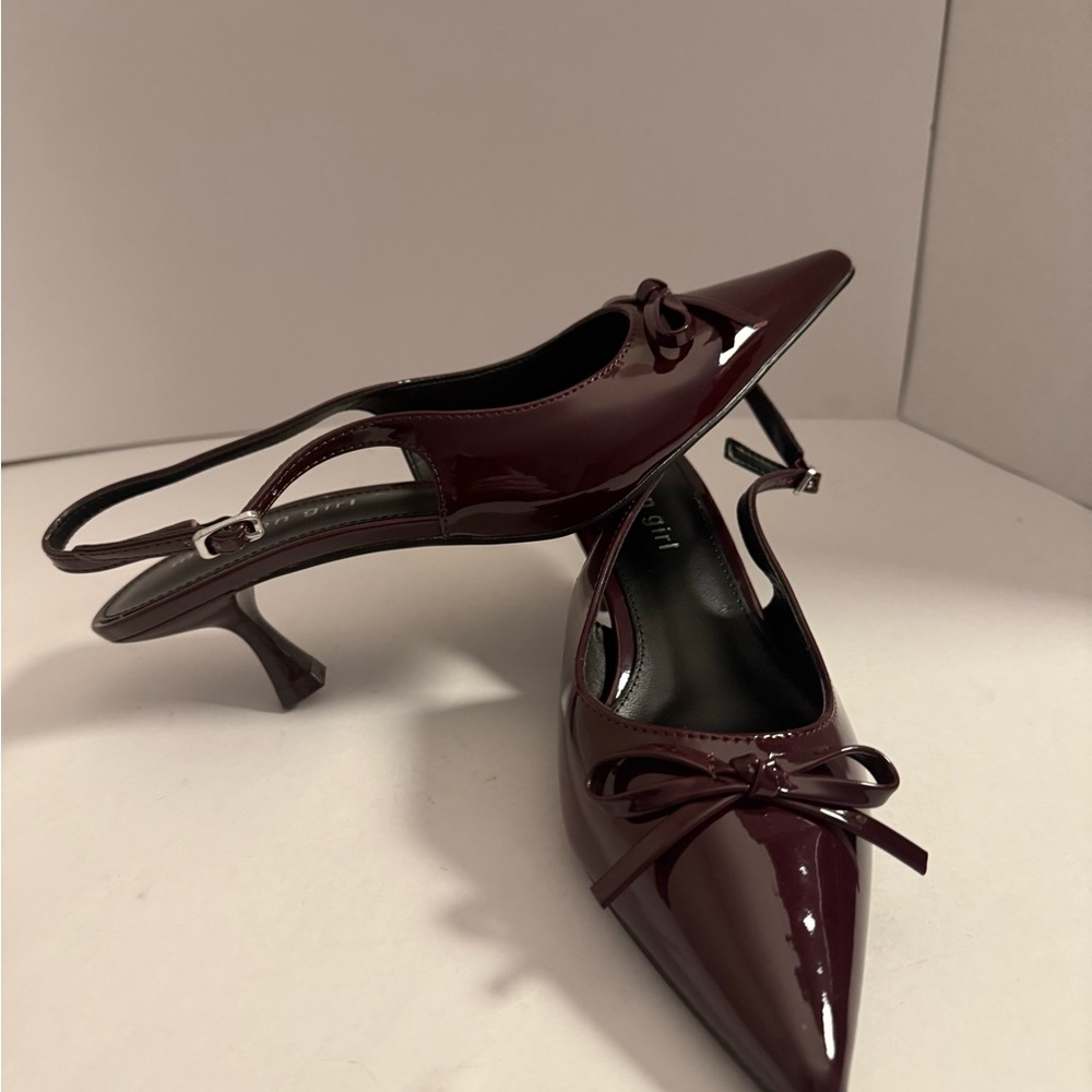Madden Girl Burgundy Bow Slingback Heels Women’s 7